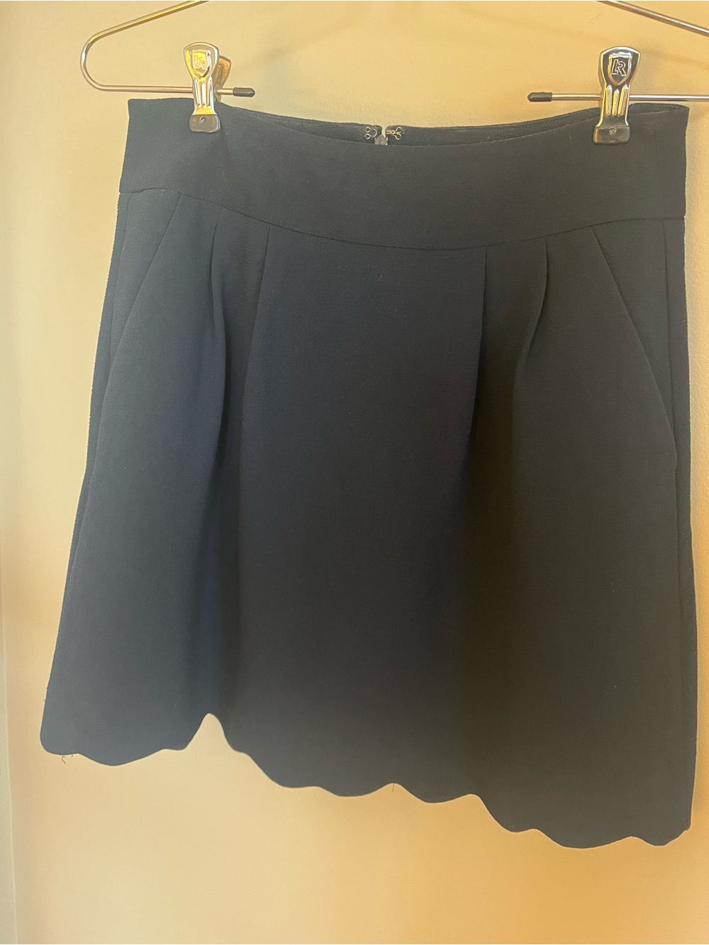 LOFT Navy Blue Scallop-Hem A-Line Skirt